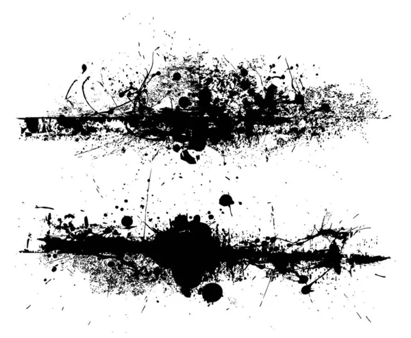 带滚筒拖动痕迹和飞溅的黑色油墨飞溅设计 — 图库矢量图片