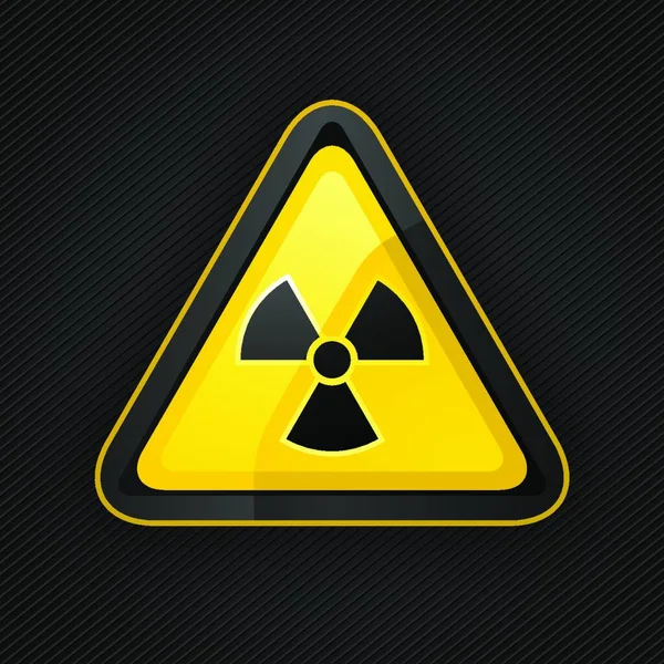 Veszélyjelző Háromszög Radioaktív Jel Fémfelületen — Stock Vector