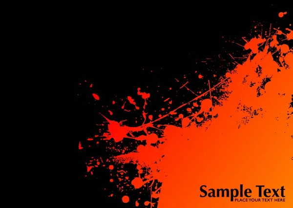 Orange Und Schwarze Tinte Splat Grunge Hintergrund Mit Copyspace — Stockvektor