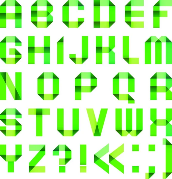 Letras Espectrais Dobradas Fita Papel Verde — Vetor de Stock