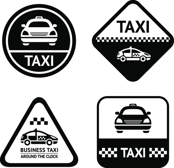 Taxi Taxi Set Pulsanti Neri — Vettoriale Stock