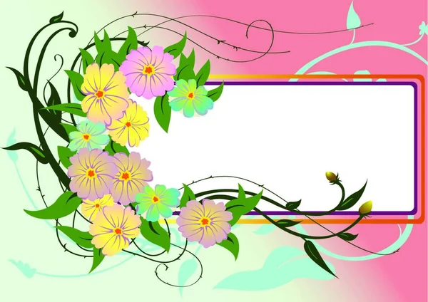 Ilustración Vectorial Del Borde Floral Abstracto Funky — Vector de stock