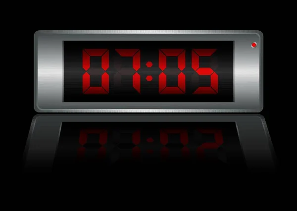 Uyanma Zamanı Işık Yansıması Olan Dijital Alarm Saati — Stok Vektör