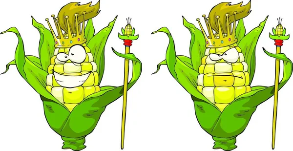 King Corn Pada Gambar Vektor Latar Belakang Putih - Stok Vektor