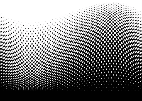 Abstract Black Modern Surf Wave Made Halftone Dots — Stock Vector