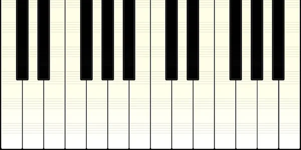 Klavírní Klávesnice Černobílými Klávesami Ilustrovaná — Stockový vektor