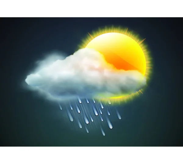Vektor Illustration Cool Enda Väder Ikon Solen Med Raincloud Och — Stock vektor