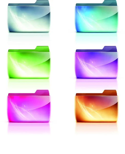 Illustrazione Vettoriale Set Icone Colorate Cool Cartella Del Computer Interfaccia — Vettoriale Stock