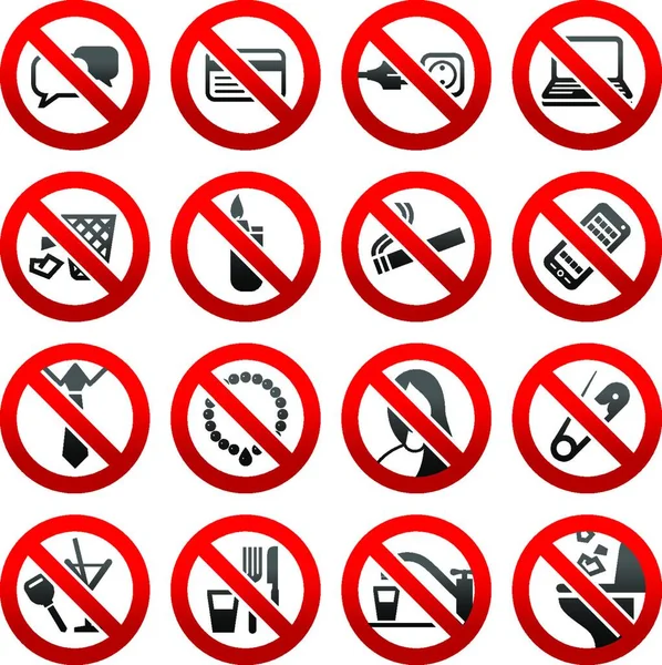 Set Icons Prohibited Symbols Office Black Signs — Stock Vector