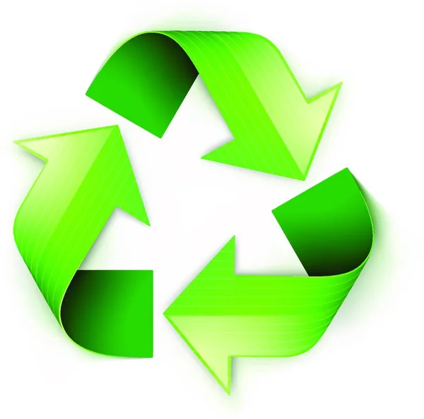 Ilustração Vetorial Símbolo Reciclagem Verde Isolado Sobre Fundo Branco — Vetor de Stock