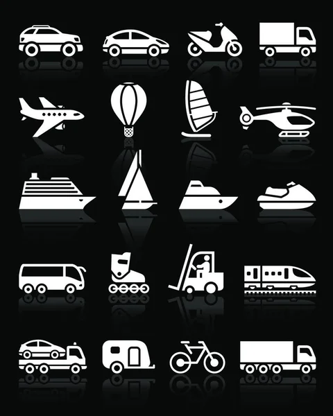 Ensemble Icônes Transport Simples Avec Réflexion — Image vectorielle