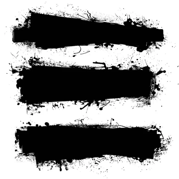 Banner Tinta Negra Con Efecto Grunge Tinta Espacio Copia — Vector de stock