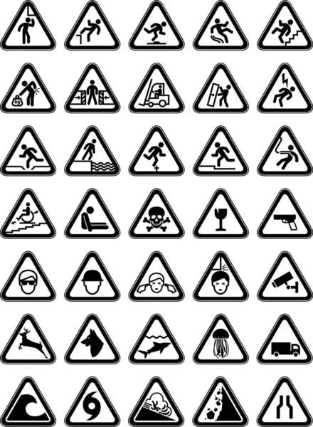 Symboles Danger Avertissement Triangulaire — Image vectorielle