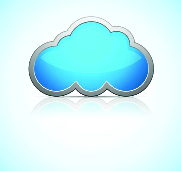 Glossy Blue Cloud Icon Reflection — Stock Vector