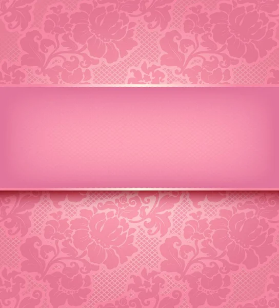 Lace Achtergrond Decoratieve Roze Bloemen Wallpaper — Stockvector