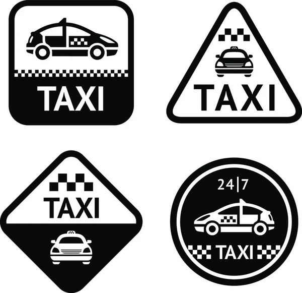 Taxi Set Black Stickers — Stock Vector