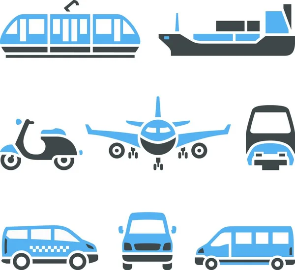 Transport Icons Eine Reihe Von Neunten — Stockvektor