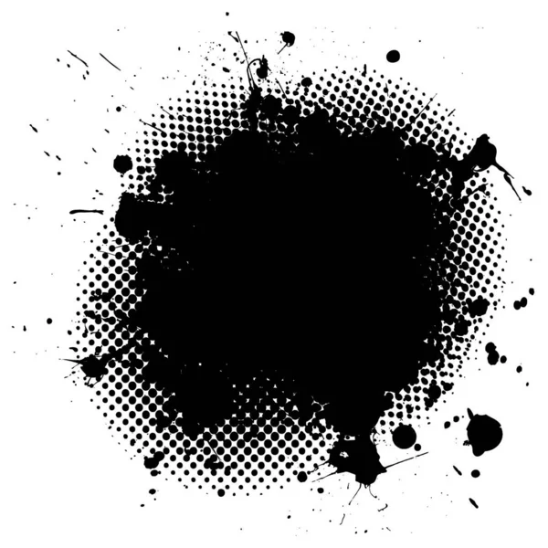 Μαύρο Μελάνι Splat Φόντο Halftone Κουκκίδες Και Αντίγραφο Χώρου — Διανυσματικό Αρχείο