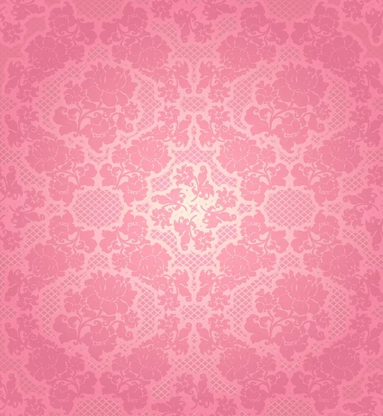 Lace Background Ornamental Pink Flowers Template — Stock Vector