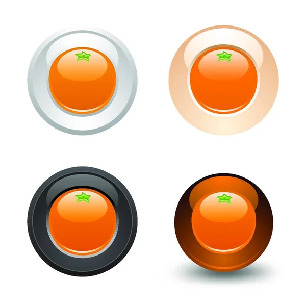 Orange Button Set Web Icons — Stock Vector