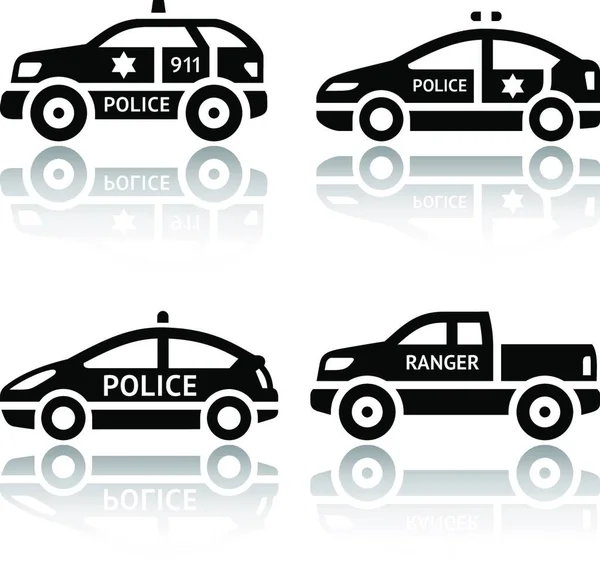 Conjunto Iconos Transporte Coches Policía — Vector de stock