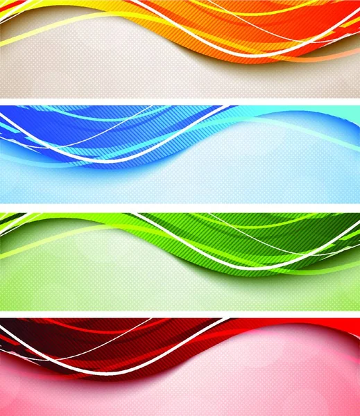 Conjunto Banderas Onduladas Abstractas Colores Brillantes — Vector de stock