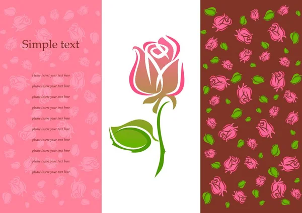 Florale Karte Mit Platz Für Text Rose — Stockvektor