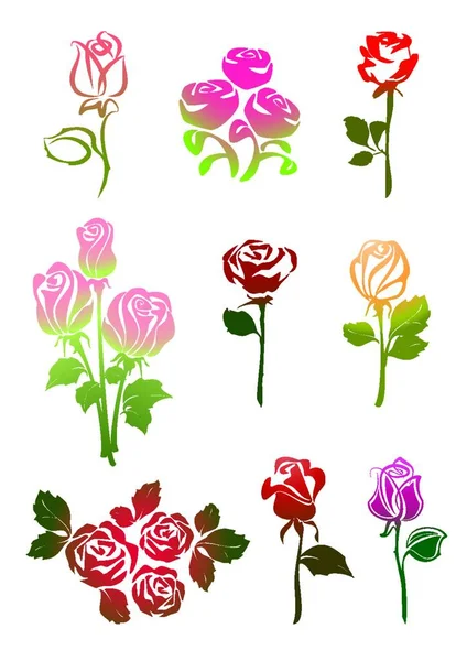 Juego Iconos Roses — Vector de stock