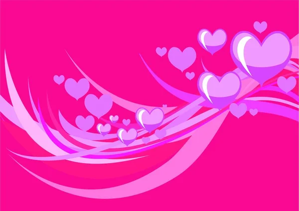 Vector Illustration Flirty Background Stylized Hearts Waves — Stock Vector