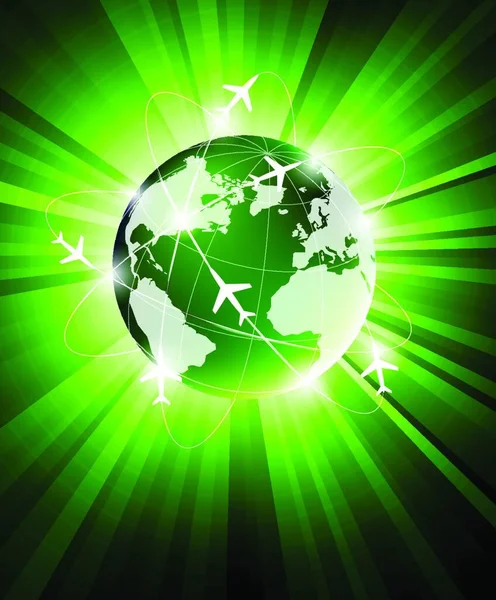 Leuchtend Grüner Hintergrund Mit Reisekonzept — Stockvektor