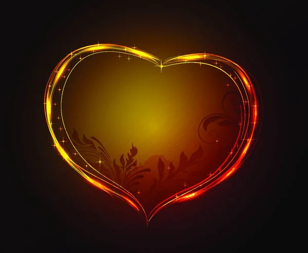 Coeur Lumineux Avec Flore — Image vectorielle