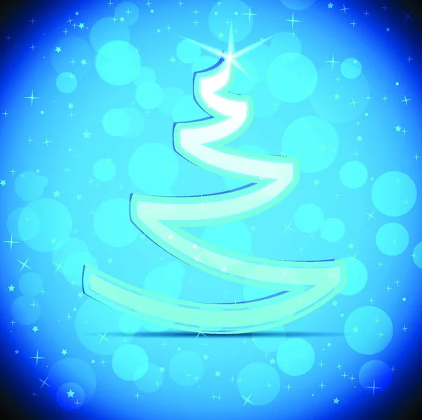 クリスマス明るい背景とともに夜の木 — ストックベクタ