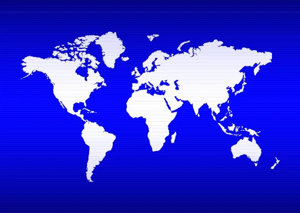 Illustrata Mappa Del Mondo Della Terra Con Sfondo Blu Oceano — Vettoriale Stock