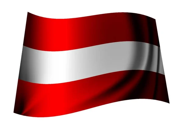 Красный Белый Австрийский Флаг Развевающийся Ветру — стоковый вектор