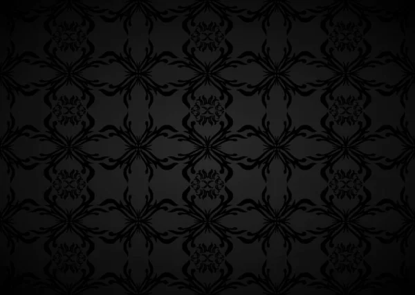 Gothic Seamless Background Wallpaper Balck Grey Floral Theme — Stock Vector