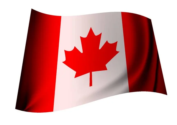 Bandera Roja Blanca Canadiense Icono Con Hoja Arce Para Canada — Vector de stock