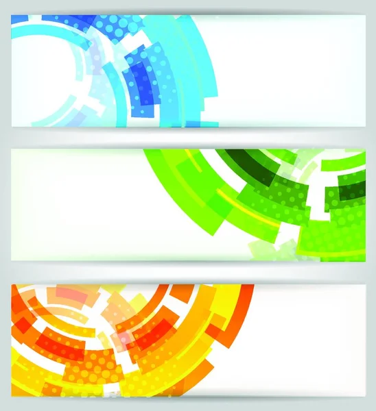 Set Color Tech Banners Circle — Stock Vector