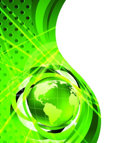 绿色明亮的背景与地球仪 — 图库矢量图片