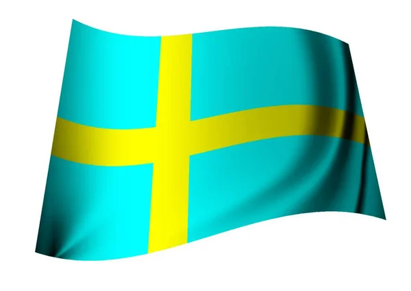 Jednoduchá Švédská Vlajka Ikona Modré Žluté Ideální Švédský Koncept — Stockový vektor