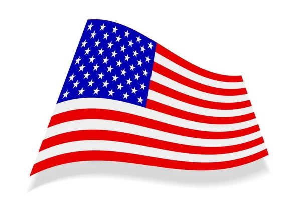 星とストライプとドロップシャドウのアメリカの旗のアイコン — ストックベクタ