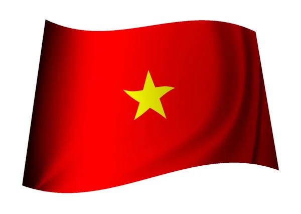 Konsep Bendera Vietnam Dengan Latar Belakang Merah Dan Bintang Kuning - Stok Vektor