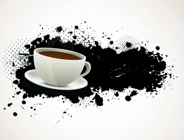 Sfondo Grunge Con Tazza Caffè Illustrazione Astratta — Vettoriale Stock