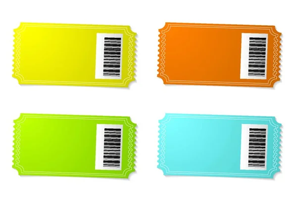 Vier Fahrkartenautomaten Mit Farbvariation Und Barcode — Stockvektor