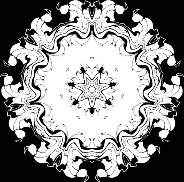 Μαύρο Και Άσπρο Συμμετρία Γοτθικό Μοτίβο Των Καμπυλών — Διανυσματικό Αρχείο