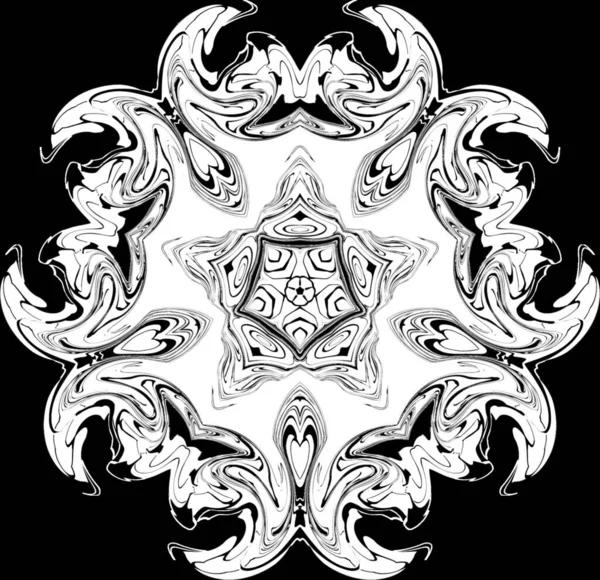 Preto Branco Simetria Gótico Padrão Curvas —  Vetores de Stock