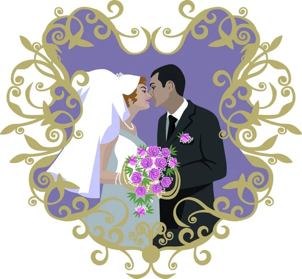 Vector Casamento Casal Cor — Vetor de Stock