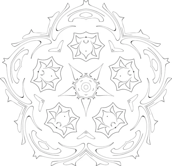 Siyah Beyaz Simetri Dekoratif Desen — Stok Vektör