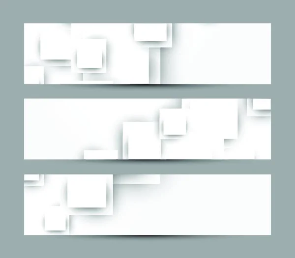 Conjunto Banners Con Cuadrados Blancos — Vector de stock