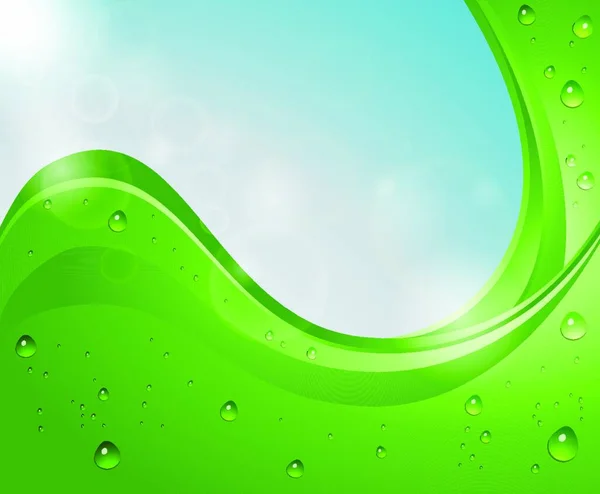Πράσινο Αφηρημένο Φόντο Σταγόνες Νερού Και Του Ουρανού — Διανυσματικό Αρχείο