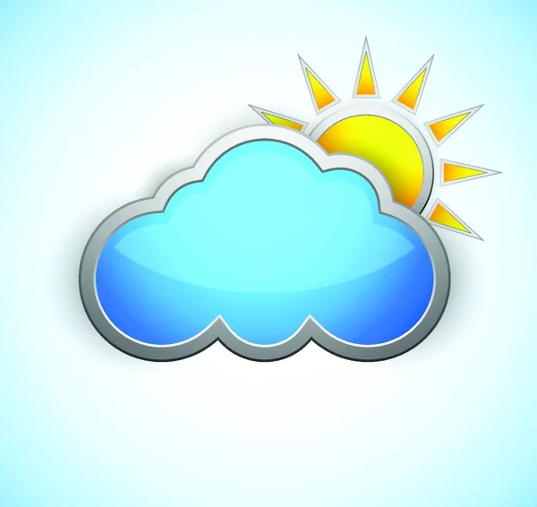 Sun Cloud Weather Icon Shiny Design — Stock Vector